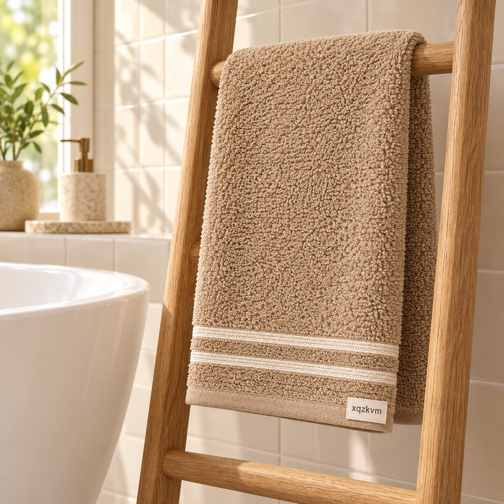 XQZKVM Sand Double-Stripe Bath Towel