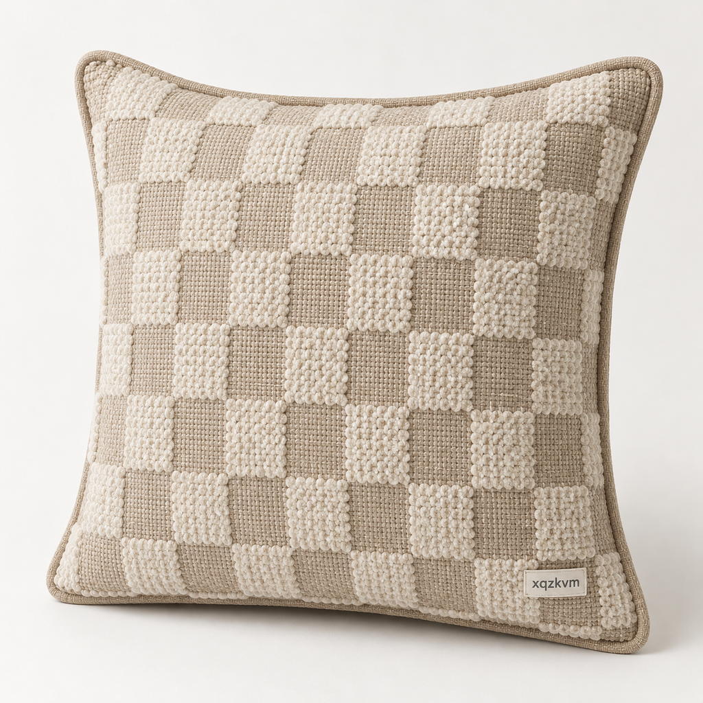XQZKVM Checkerboard Textured Cushion
