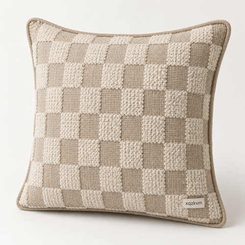XQZKVM Checkerboard Textured Cushion