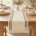 XQZKVM Sage Border Woven Table Runner