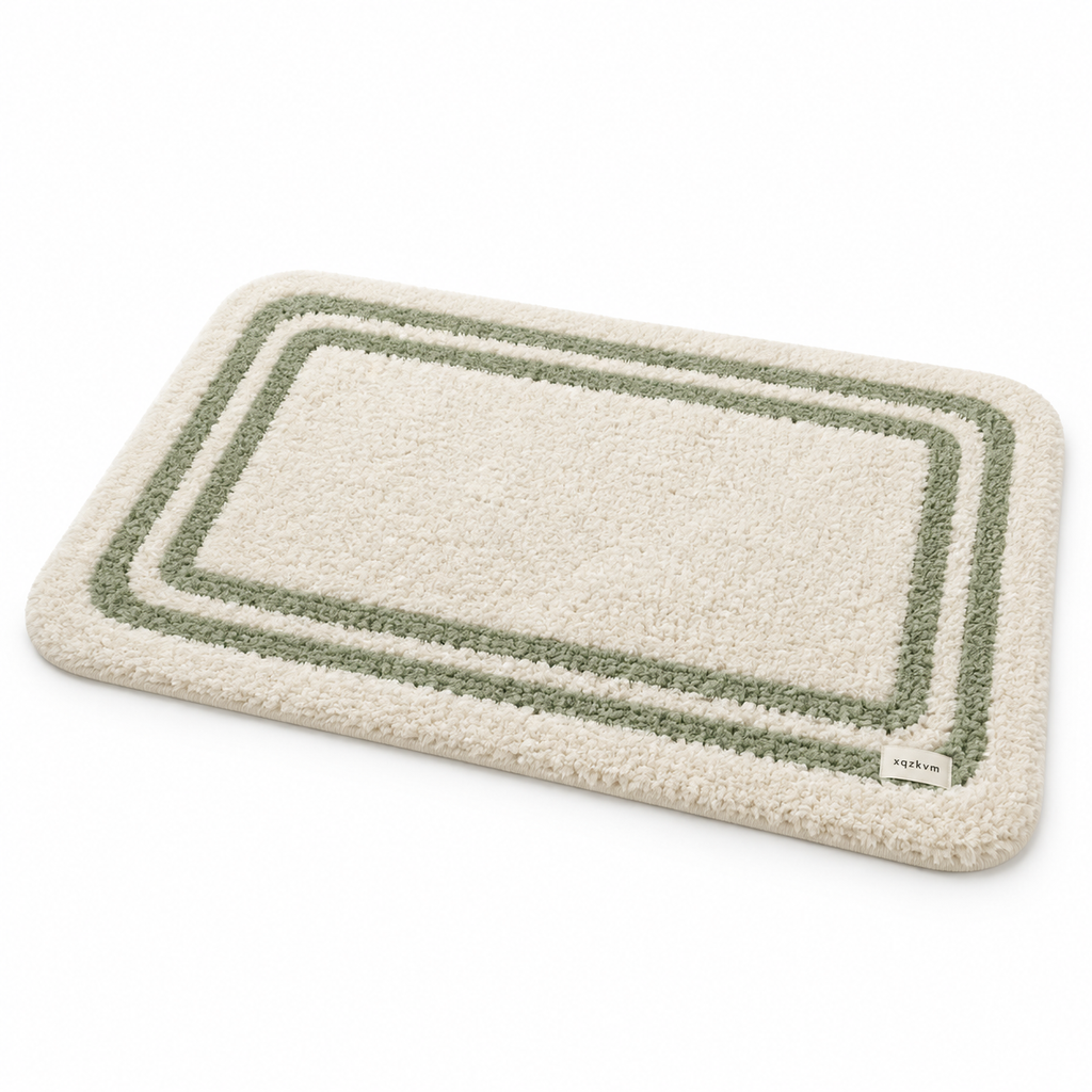 XQZKVM Sage Frame Plush Bath Mat